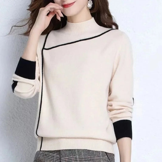 New Korean Turtleneck Knitted Sweater For Women Vintage Warm Twist Loose Pullover Jumper Sueter Mujer
