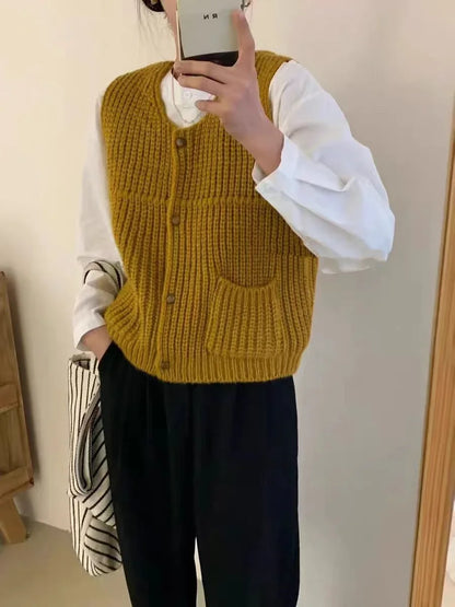 Chic Knitted Vest for Effortless Korean Casual Street Style Layering
