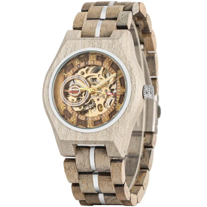 Mens Stylish Wooden Military Type Three Mini Display Watches