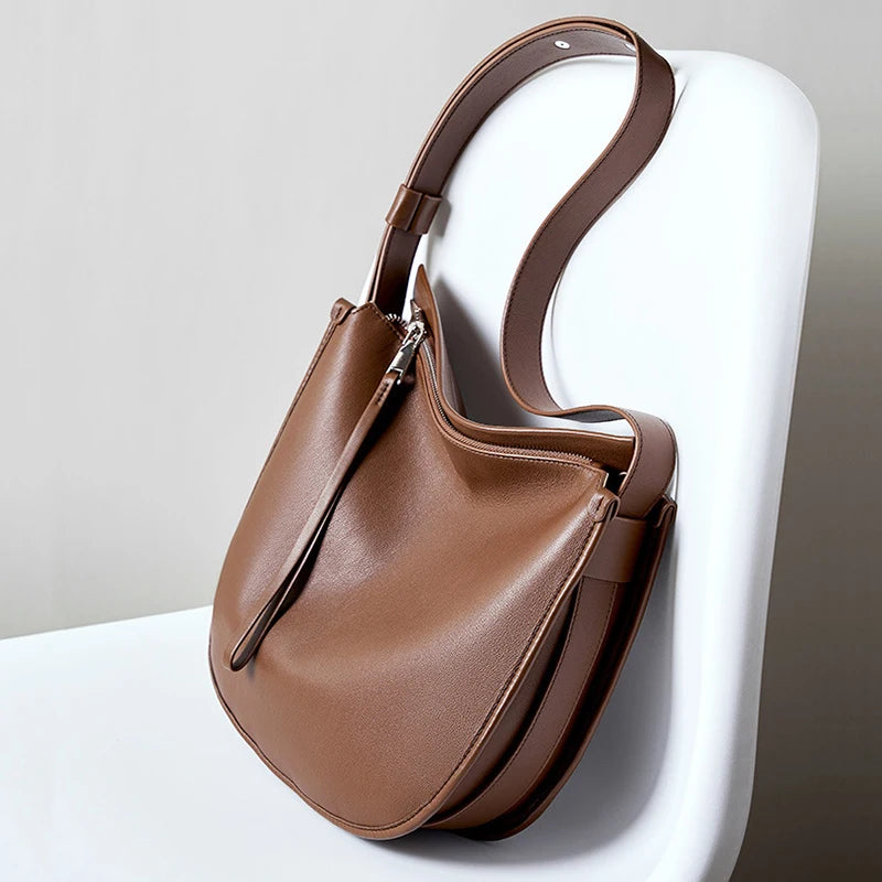 Genuine Leather High Quality Single Shoulder Zipper Tote Bags