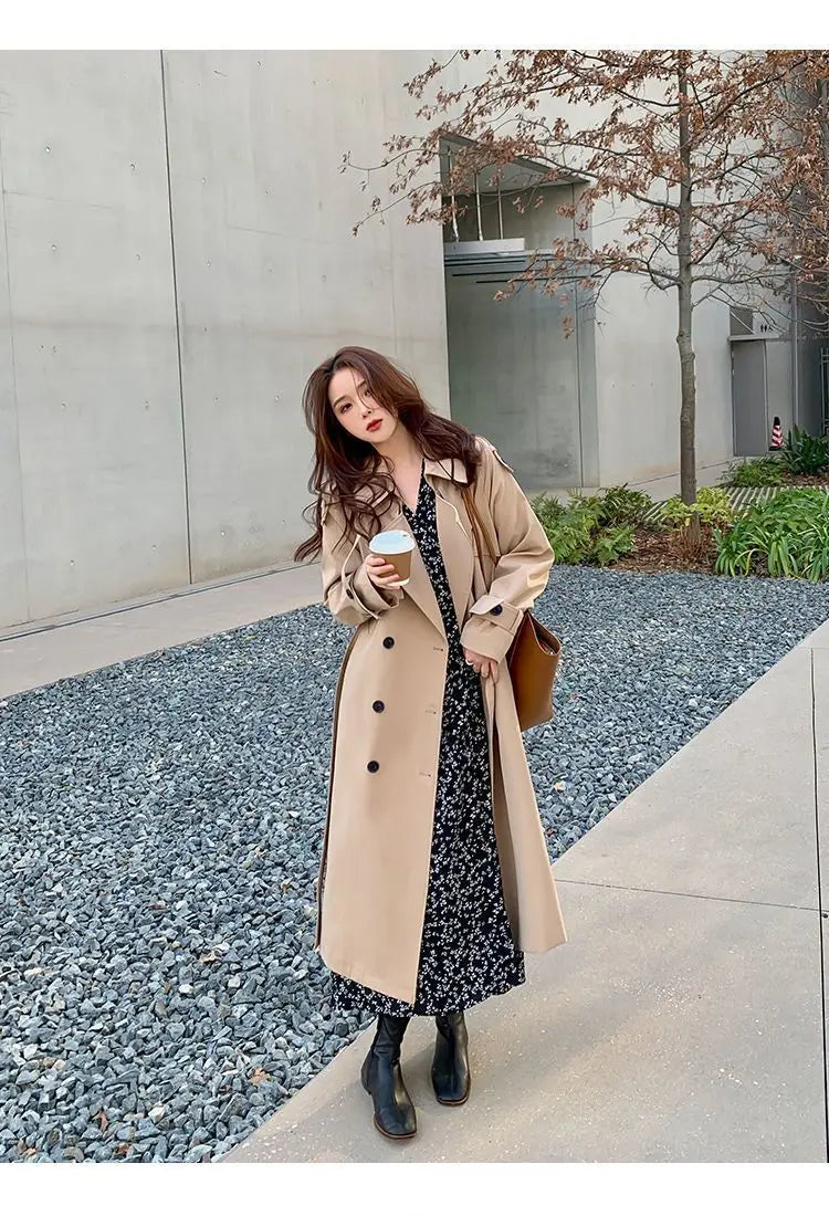 Womens Oversize Long Single Breasted Trench Coat