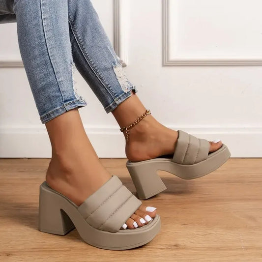 New Season Design High Heel Chunky Platform Women Slippers