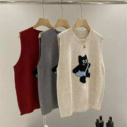 Cute Aesthetic Cat Knit Vest