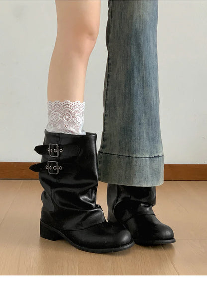 Vintage Western Cowgirl Boots 2025 - Buckle Strap Mid-Calf Boots for Women