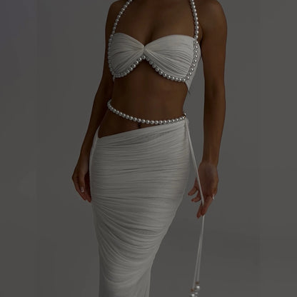 2025 Shell Bra Push Up Bikini Set For Women Sexy Pearl Strap Swimsuit Beach Skirt