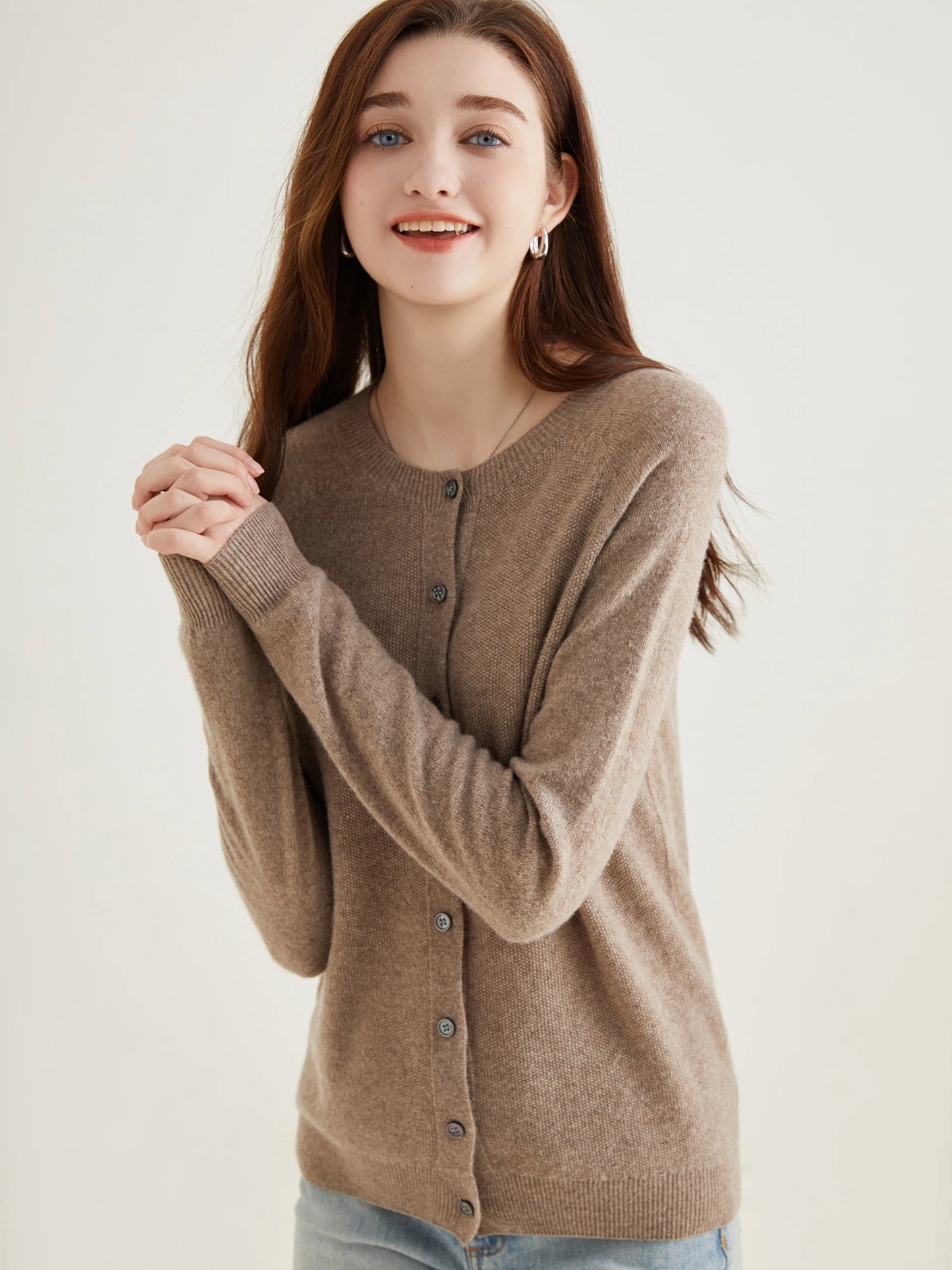 100% Merino Wool Knit Cardigan for Women – Timeless Vintage Style