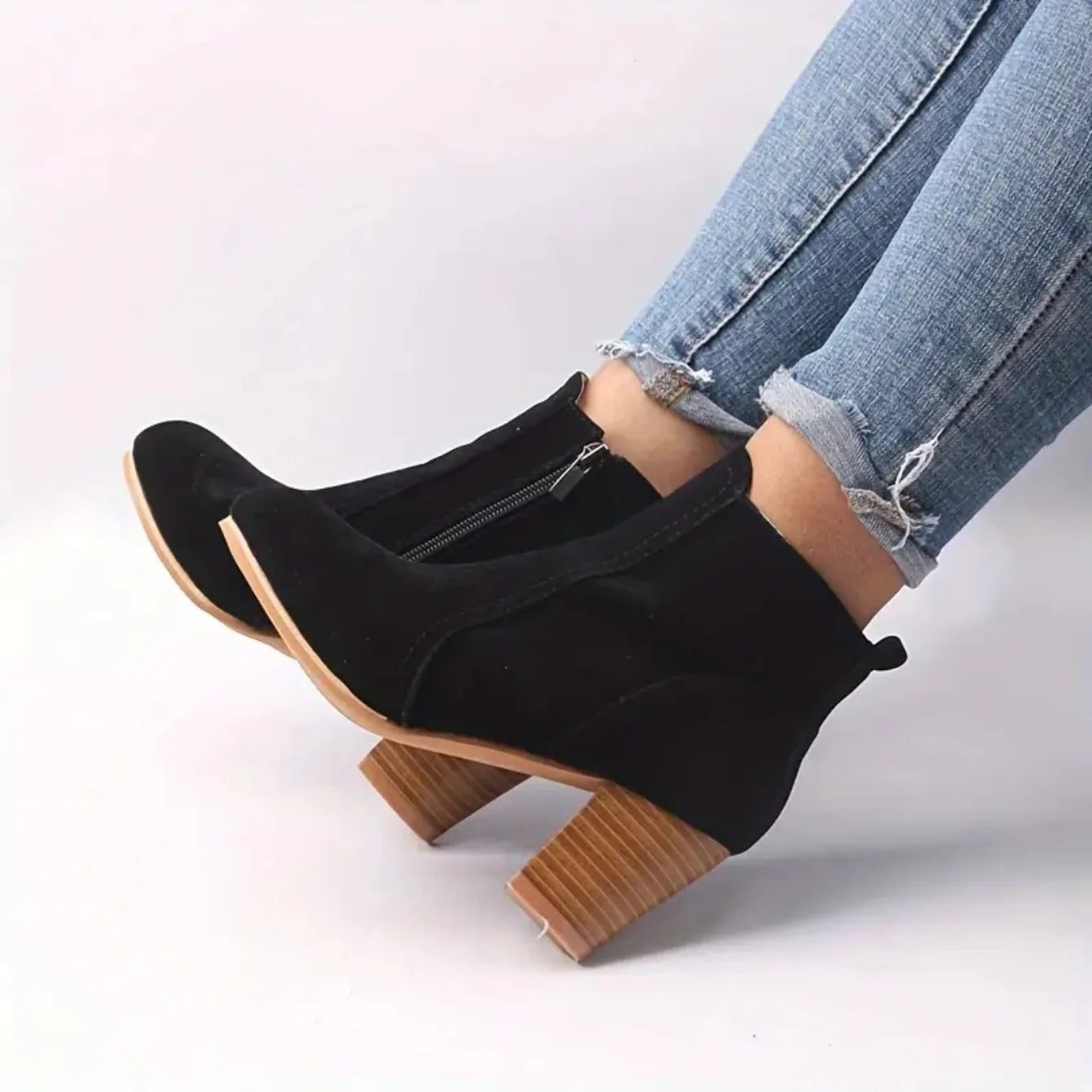 Luxury Suede Chelsea Ankle Boots for Women - 2025 Autumn Winter Chunky Heels
