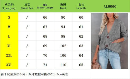 New Autumn Women's Knitted Top Cardigan Sweater Jacket, Casual Solid Color Button Style, Casual Clothing