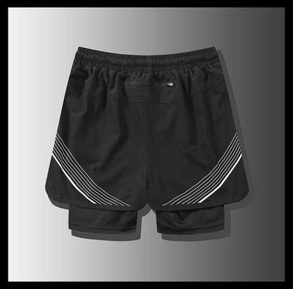 Mens Quick Dry 2 In 1 Gym Workout Style Shorts