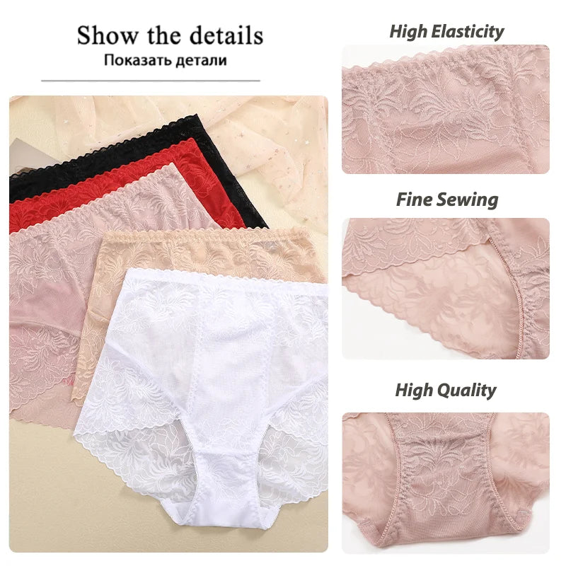Effortless Comfort: High-Waist Floral Lace Briefs