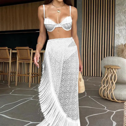 Tassel Skirt Design 3 Pieces Women Bikini Set