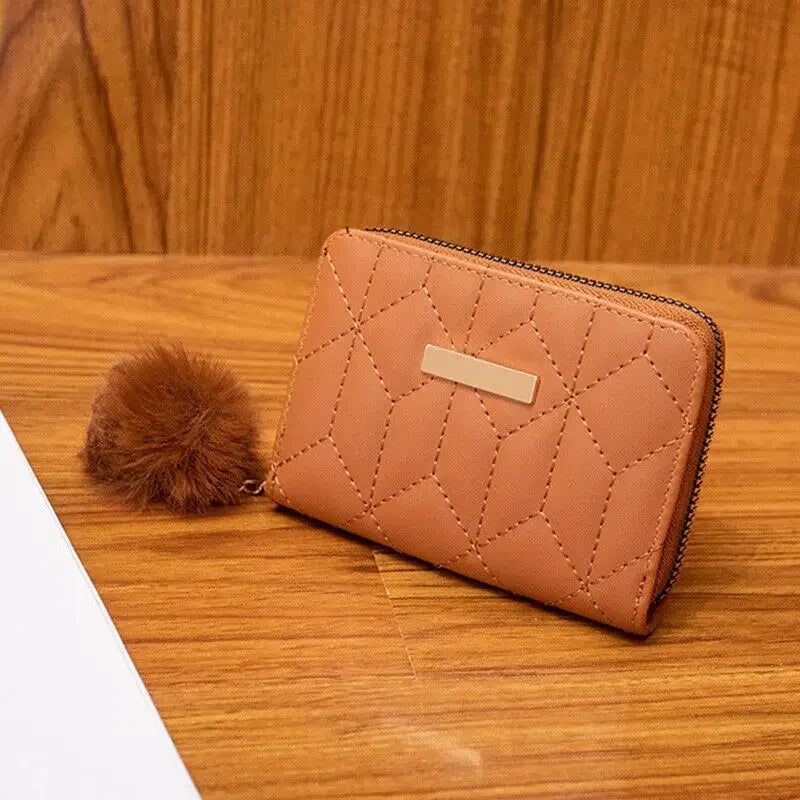 Womens Mini Triangle Leather Wallet Large Capacity Clutch Casual Coin Purse Handbag