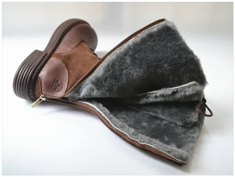 Genuine Leather Lace Up Cool Winter Boots For Women