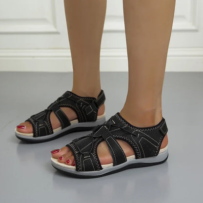 Santorini Exploring Vibes - Comfortable Black Sporty Summer Sandals