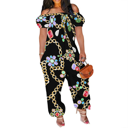 Sporty Summer: Off-Shoulder Short-Sleeve Romper