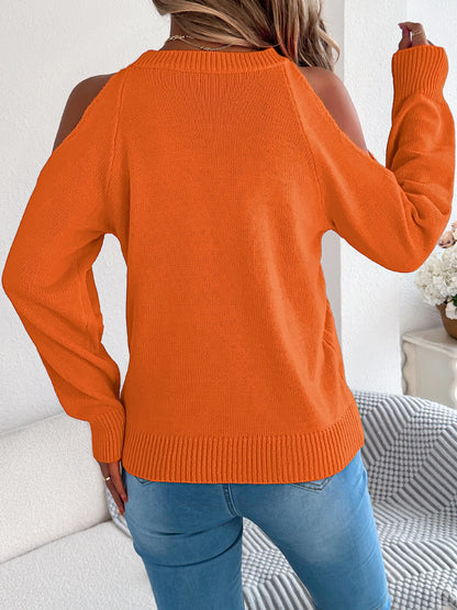 Womens Lantern Sleeve Open Shoulder Sweaters