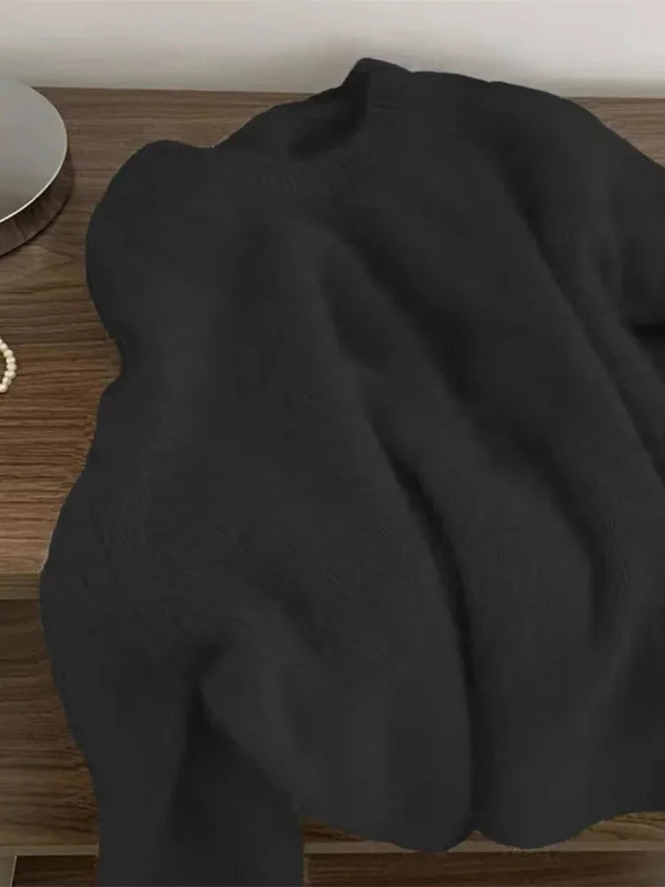 Autumn Winter Hot Sale New Acrylic Loose Drop Shoulder Round Neck Color Matching Long Sleeve Knitted Sweater For Women