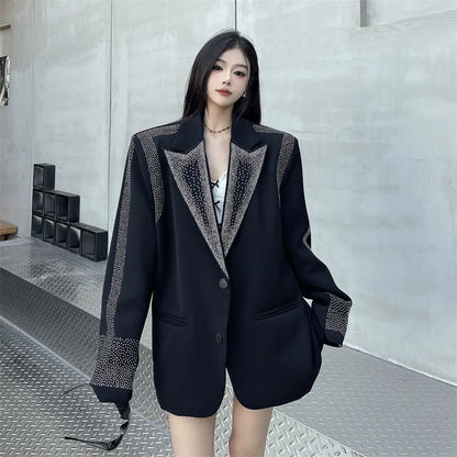 Oversized BF-Style Jacket – Retro Beaded Tatting Coat for Women