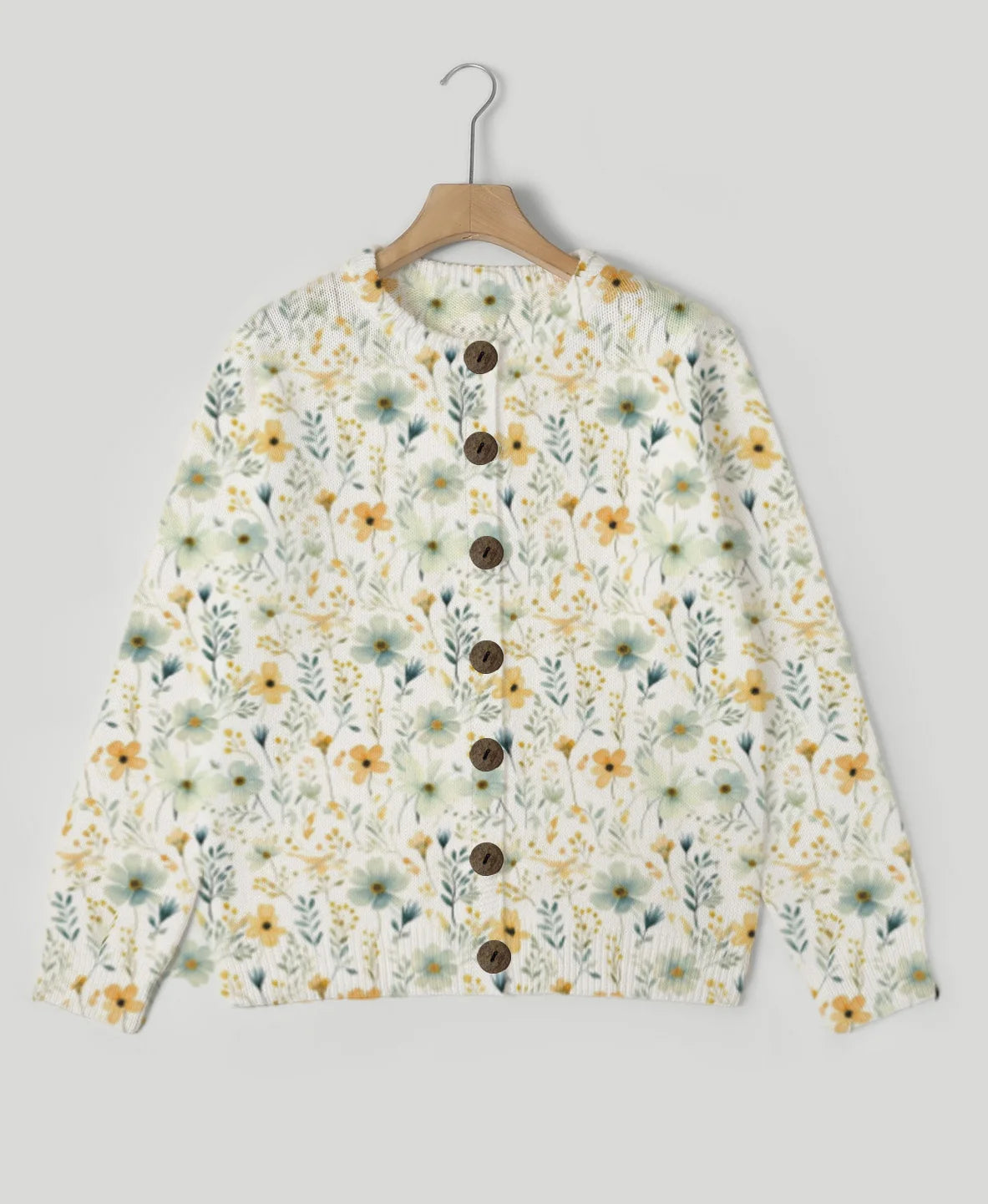 Floral Print Knit Cardigan for Women – Elegant Autumn Sweater