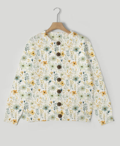 Floral Print Knit Cardigan for Women – Elegant Autumn Sweater