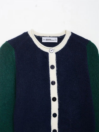 Color-Block Knit Cardigan for Women – 2025 Fashion Trend