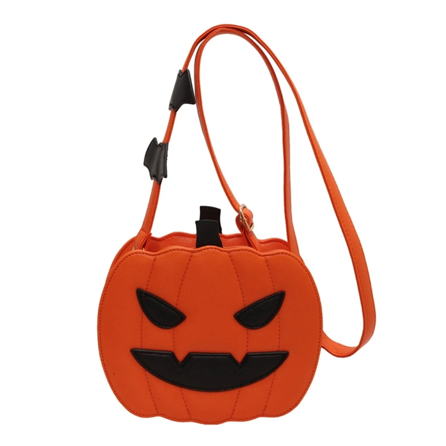 Halloween Pumpkin Purse Pu Leather Demon Messenger Bag With Adjustable Strap Zipper