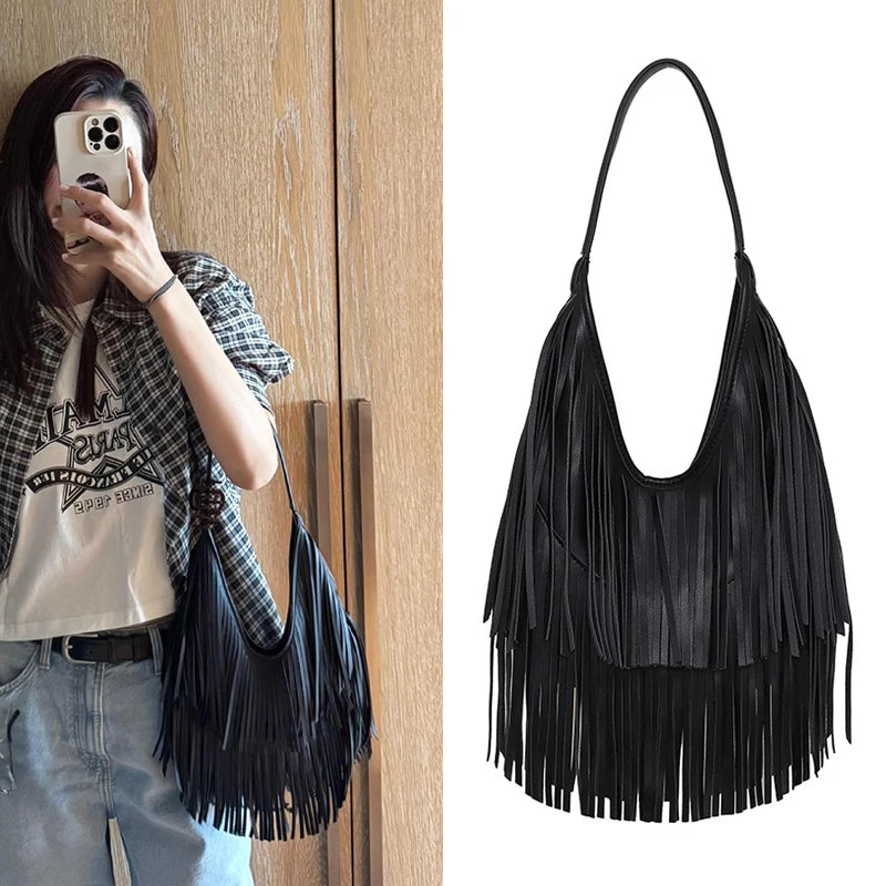 Homme Femme Star Tassel Leather Bags