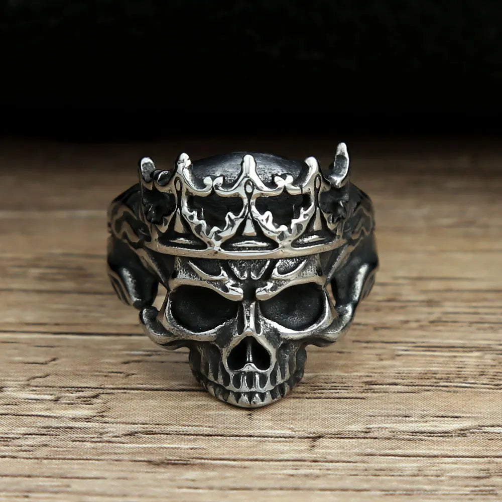 Vintage Gothic Crown Calvarium Skull Punk Rings