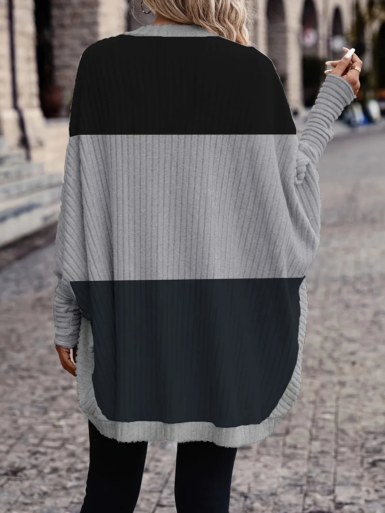 Women Bat Sleeve Loose Knitted Cardigan Sweater