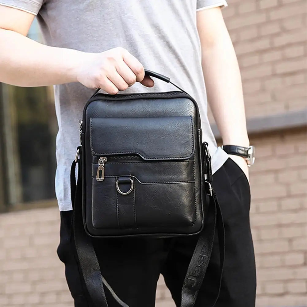 Mens Luxury Leather Shoulder Bag Classic Vintage Messenger Business Crossbody Bag