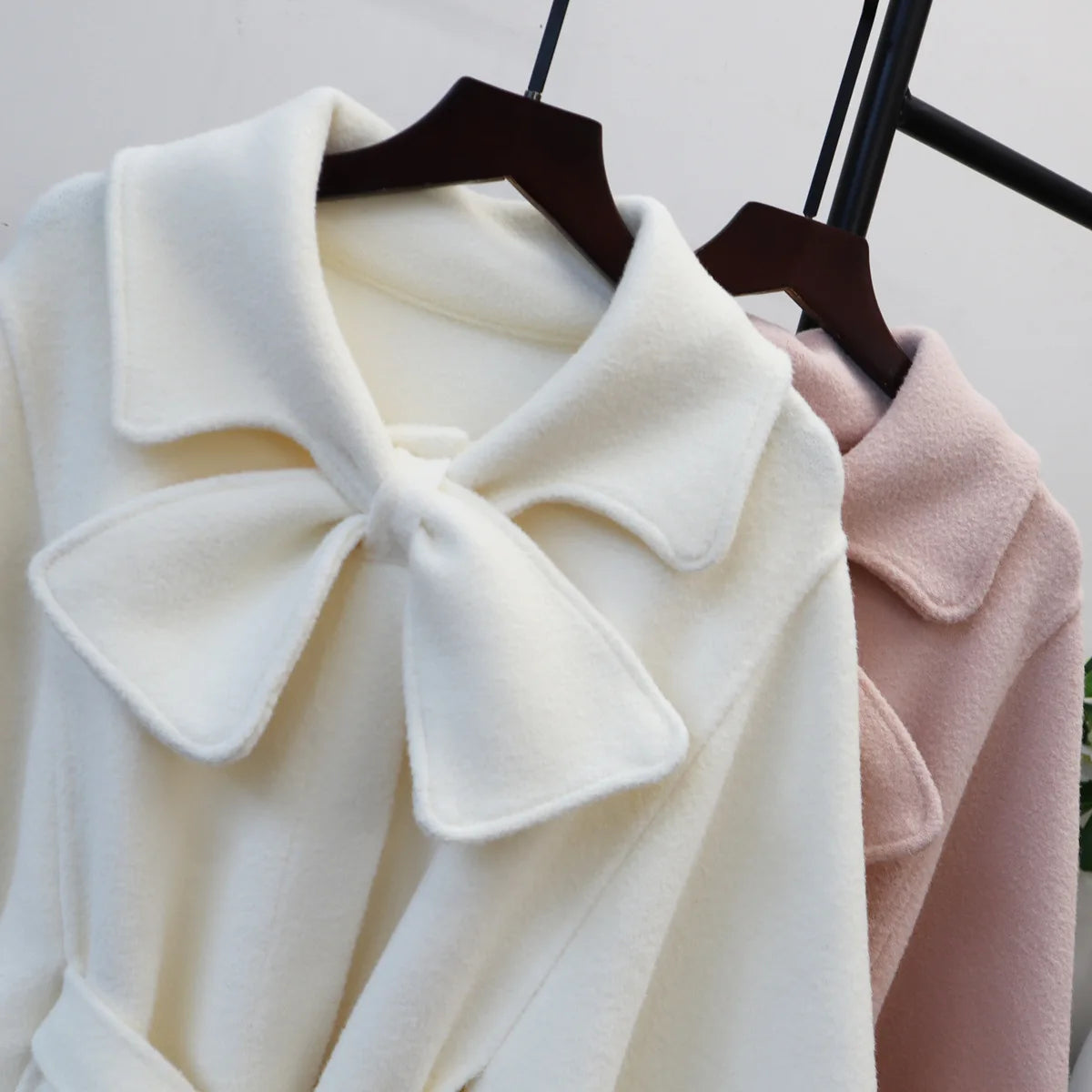 Lace-Up Wool-Blend Cape Coat – Elegant Autumn Winter Overcoat for Women