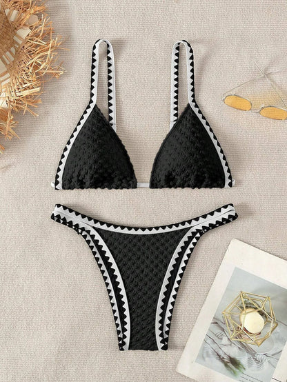Two Pieces New White Bandage Stripe Bikini