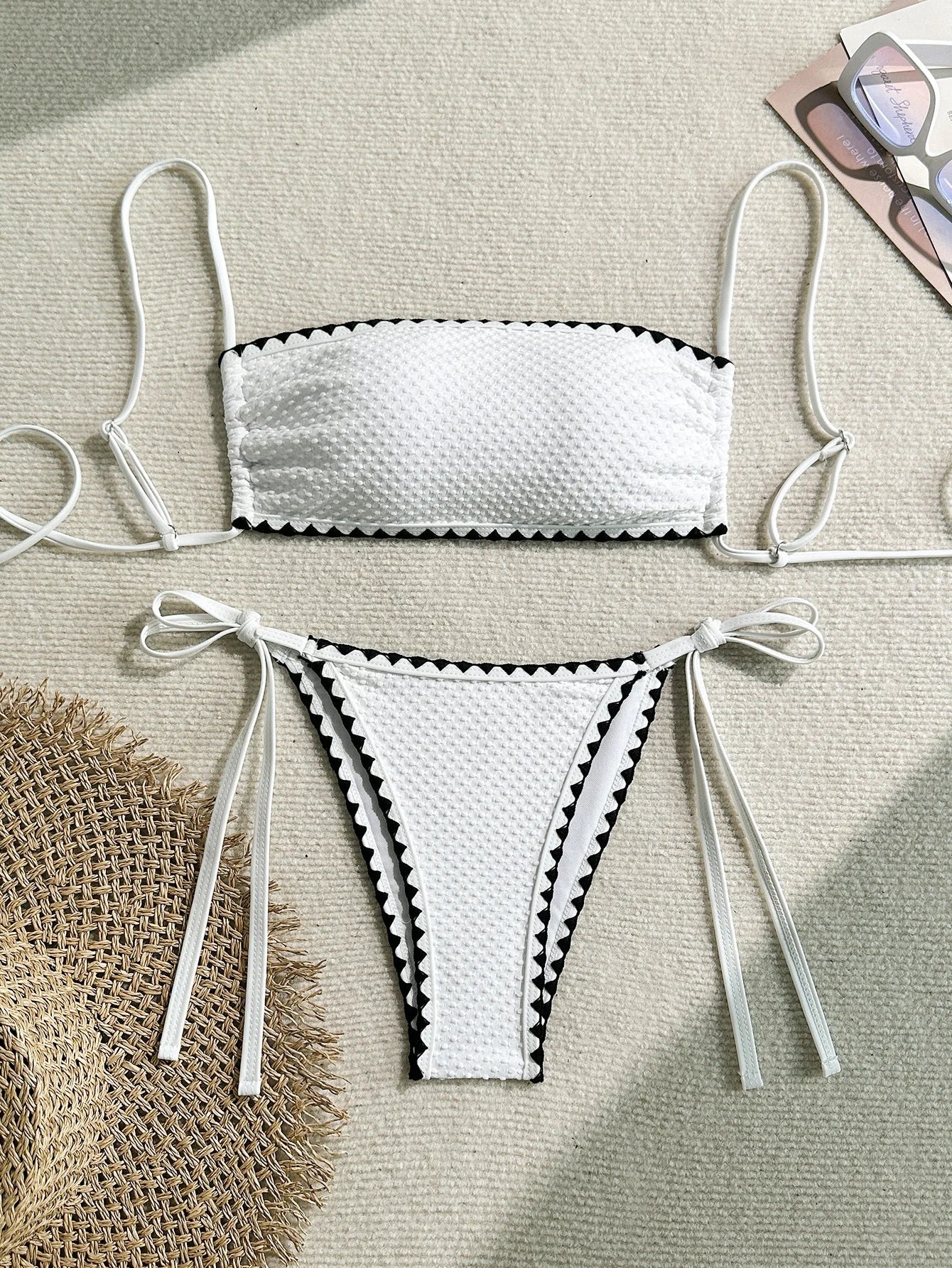 Two Pieces New White Bandage Stripe Bikini