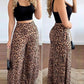 Square Neck Sleeveless Crop Leopard Pant Two Piece Women Outfit Sets
