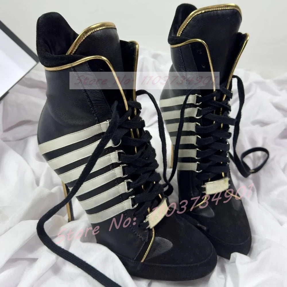 Lace Up Decorated Design High Heel Women Luxury Boots