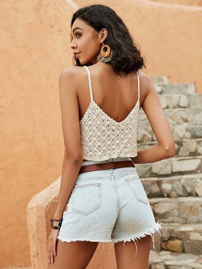 Flower Themed Women Cami Crop Top