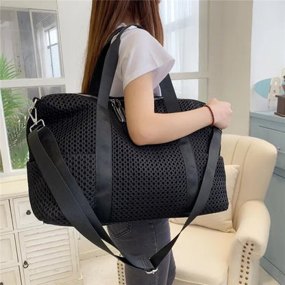 New Black Large Capacity Travel Bag – Casual Women’s Unisex Armpit Bag, Mesh Versatile Shoulder Handbag