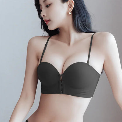 Sexy Front Button No-Sash Bra – Small Chest Gather, No Steel Ring, Thick Cup, Back Support, Breast Beauty Bra