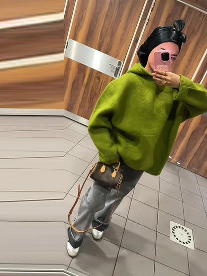 2025 Mens Fleece Sweater Long Sleeve Warm Loose Fit Pullover Multi Color Printed Korean Fashion