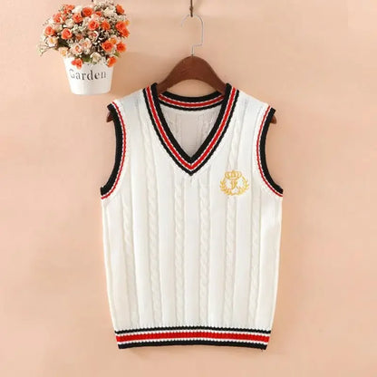 Preppy Dark Blue Cable Knit Sweater Vest
