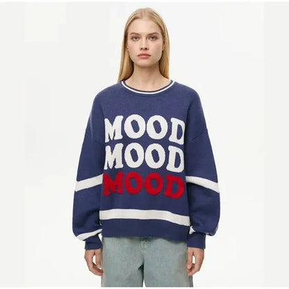 MOOD X3 New Autumn Casual Crew Neck Long Sleeve Pullover Sweaters