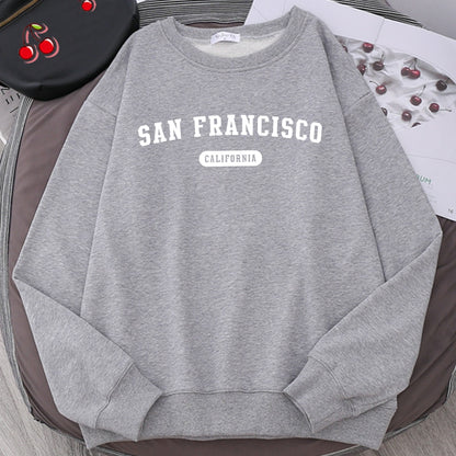 Men's San Francisco Letter Print Sweatshirt – Casual Hooded Loose Crewneck Pullover, Autumn Fleece Streetwear