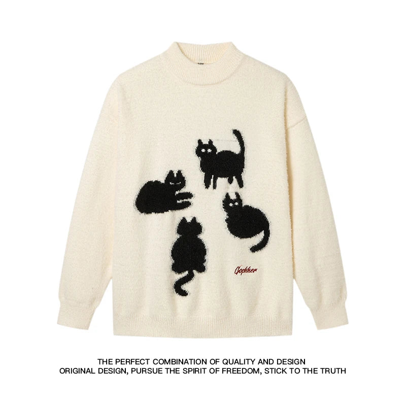 New Cat Pattern Knit Pullovers