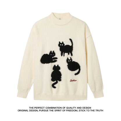 New Cat Pattern Knit Pullovers