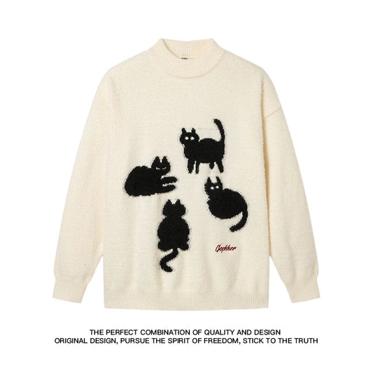 New Cat Pattern Knit Pullovers