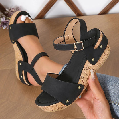 Thick Sole Wedge Heel Gladiator Sandals For Women