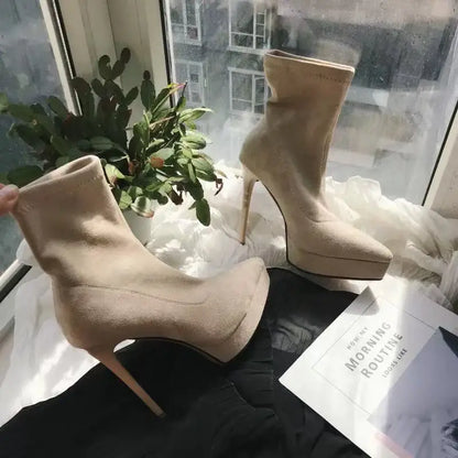 Pointed Toe Embroidery Ethnic Boots For Women Low Heel Red Platform Pumps Modern Designer Plus Size Banquet Shoes