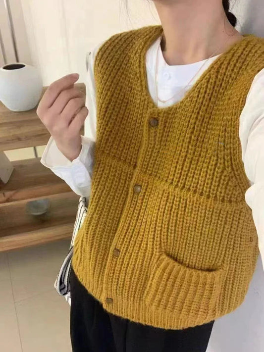Chic Knitted Vest for Effortless Korean Casual Street Style Layering