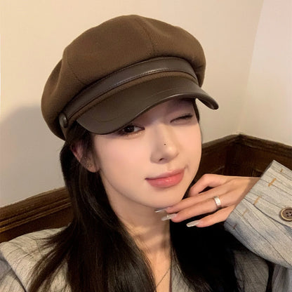 Womens Panama Beret Minimalist Octagonal Painter Hat Duck Tongue Cap For Autumn Winter Fashion