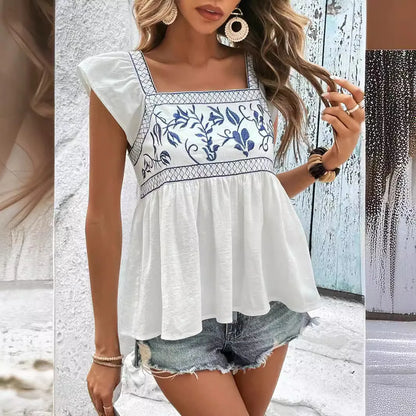Chic Casual Long Sleeve Blouse Loose Fit With Pockets For Summer
